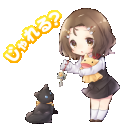 【スタンプ】ＳＤ夏朝とレンズ猫　～じゃれる？～