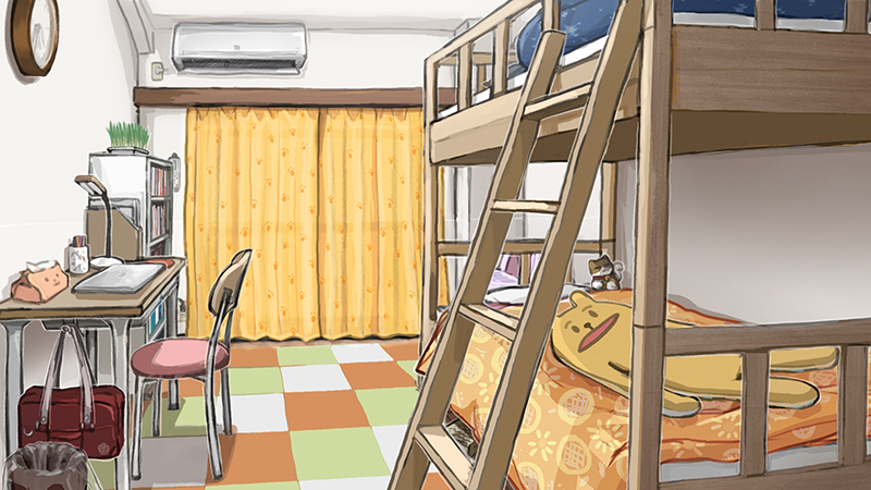 【背景】夏朝の桜花寮自室