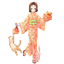 【花浴衣】木天蓼の花の浴衣に身を包み夏祭り