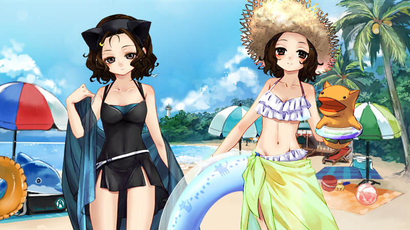 ふたりで一緒・夏の水着姿！