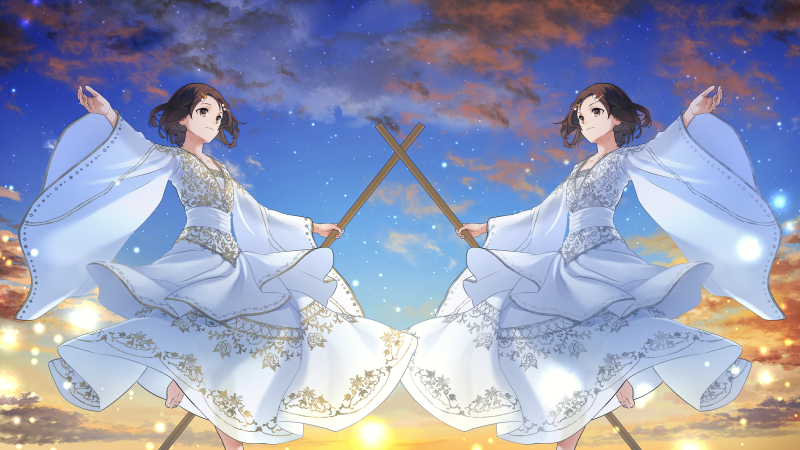 【白】き煌めきに祈りて舞う　輝く恩恵をおさめたもう