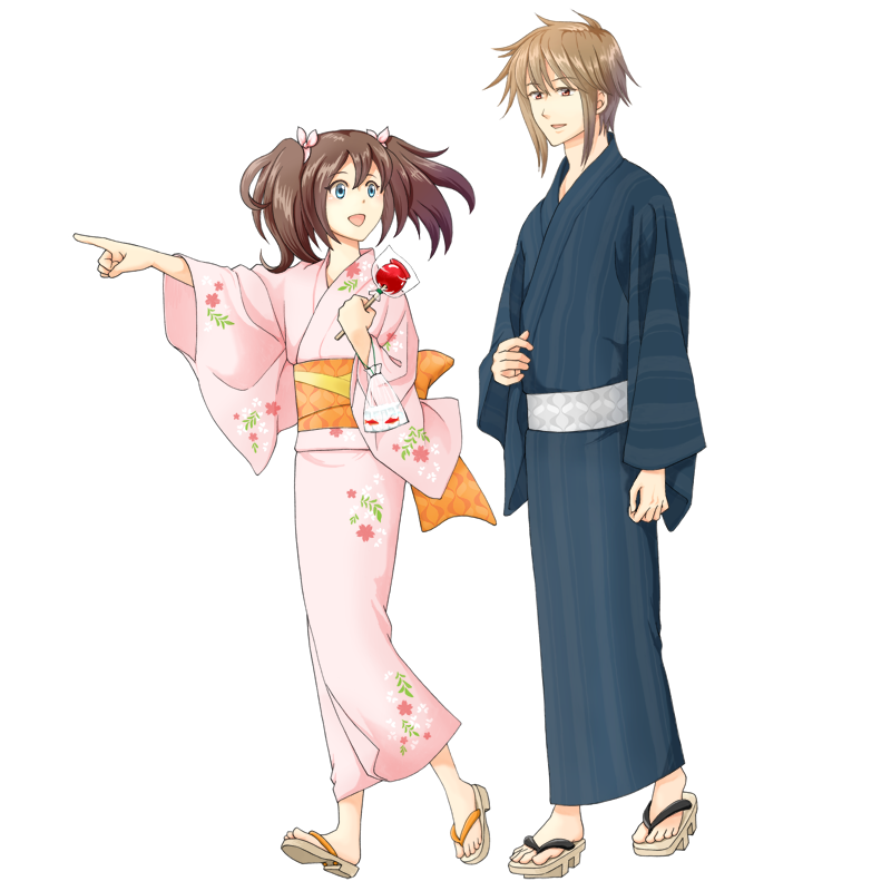 全身：浴衣で縁日