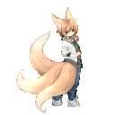 ＜拡大版＞全身：子狐の自慢は