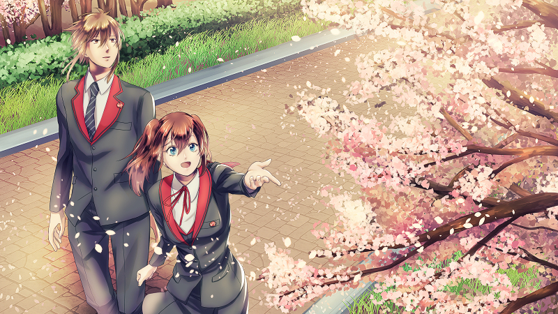 桜吹雪のしたで