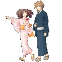 全身：浴衣で縁日