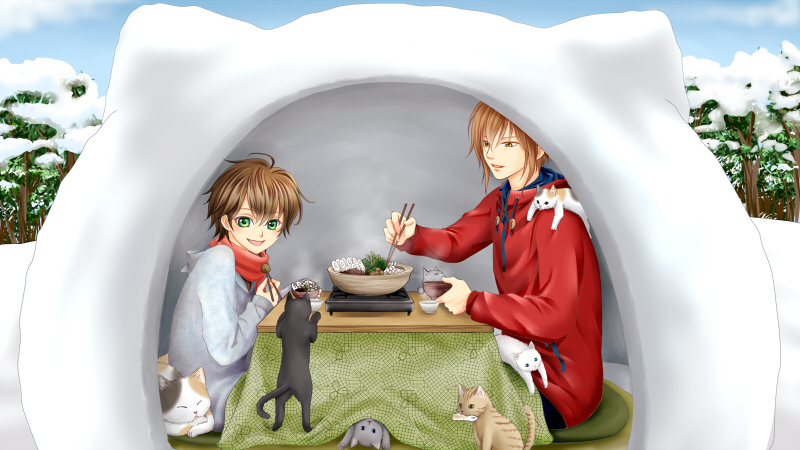 かまくらにゃんこ♪