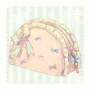 リボンのフリルポーチ