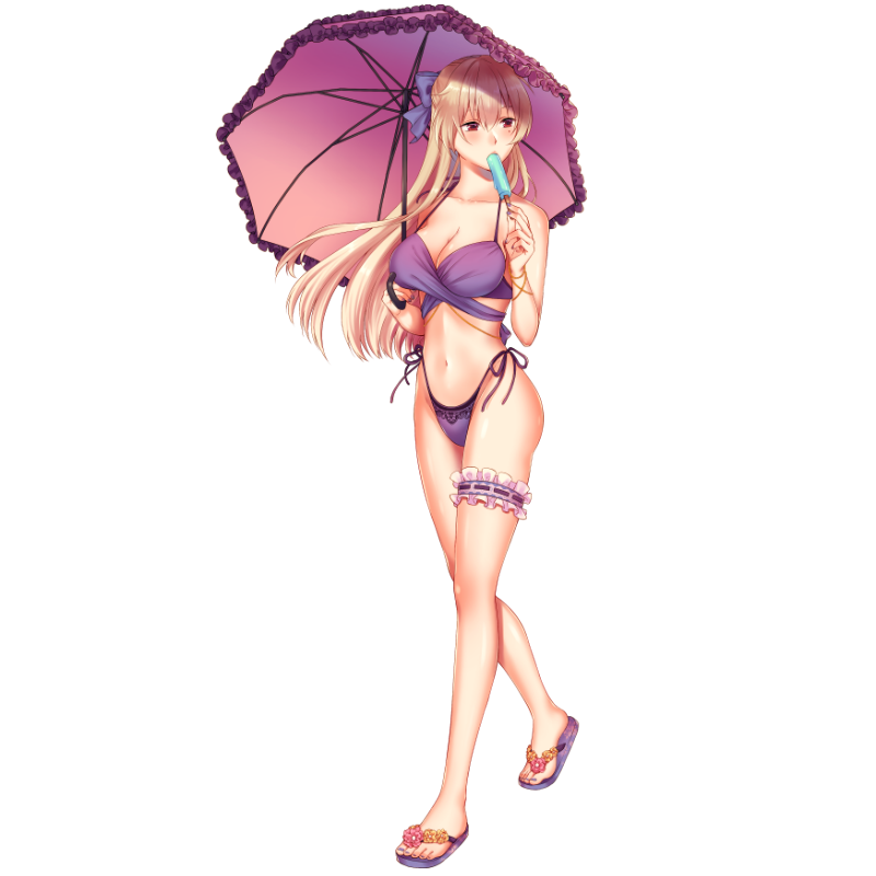 水着で優雅にアイス