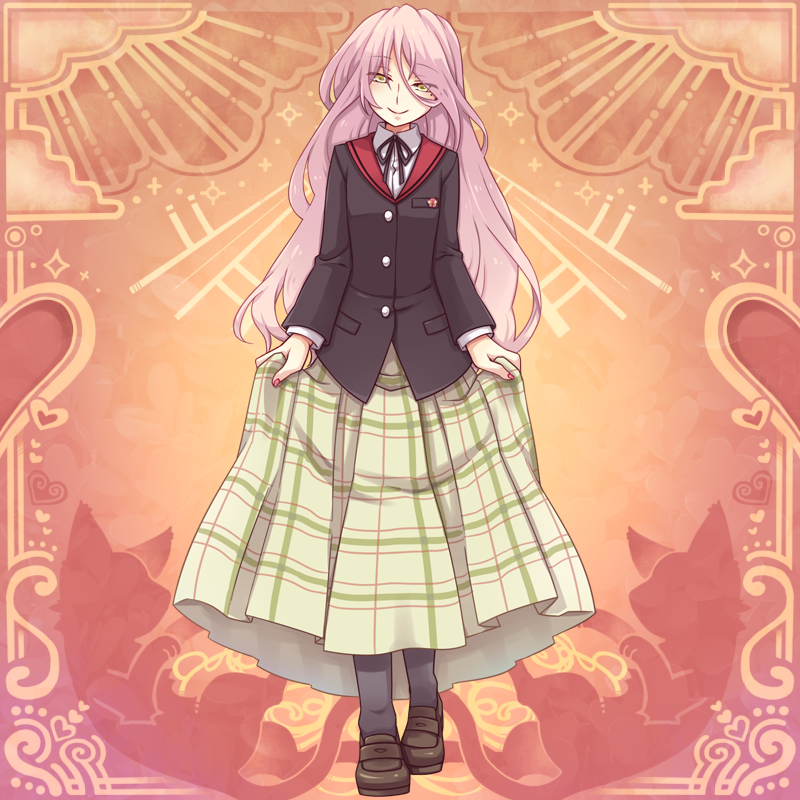 胡乱路秘子と記念背景こんな感じ（桃色）