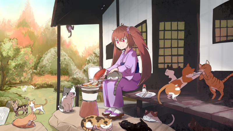 ねうねうと　秋より秋刀魚の　猫の庭