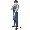 【全身】新しいエプロン姿