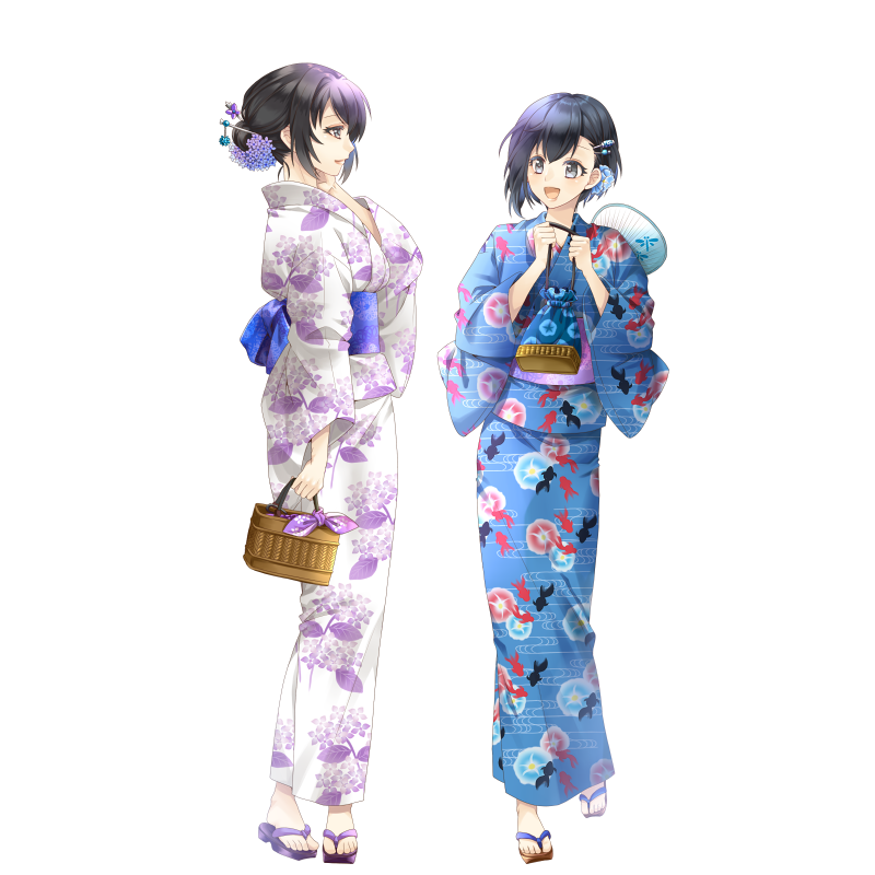 【花浴衣】紫陽花と朝顔