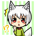 【白】白狐びっくりアイコン（狩衣風味）